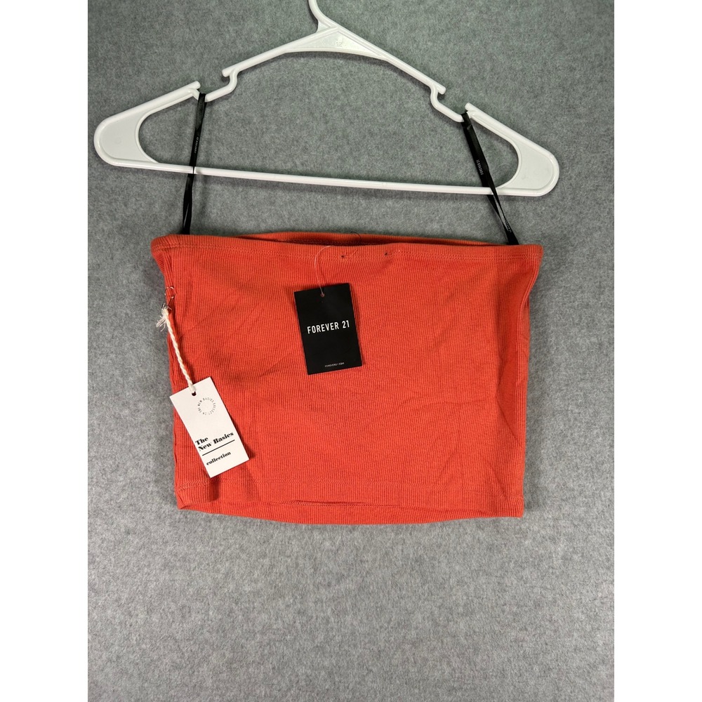 Forever 21 Orange Ribbed Tube Top The New Basics Collection NWT Size L